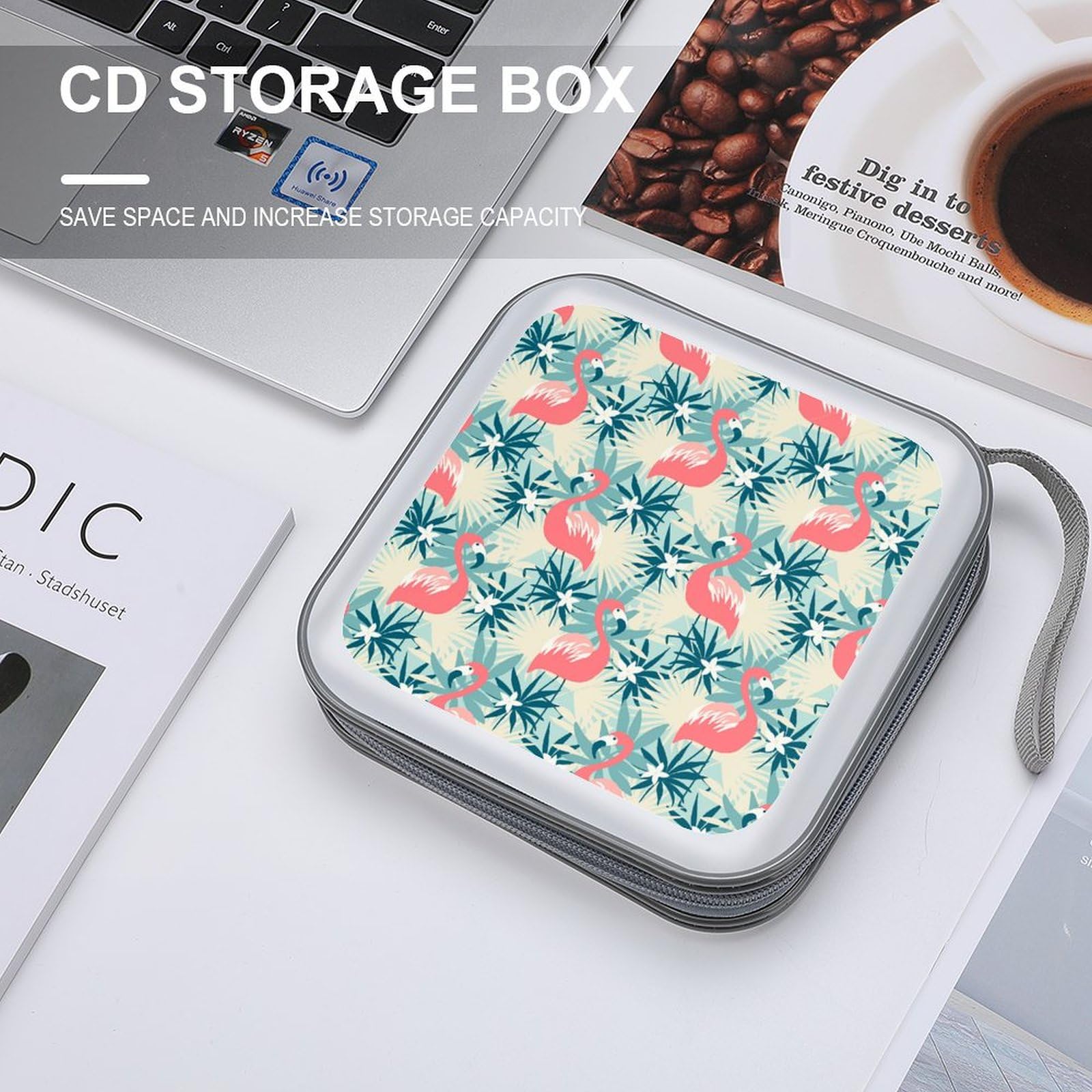 Amazon.co.jp: CDケース フラミンゴ ハワイ風 花柄 CD収納ボックス